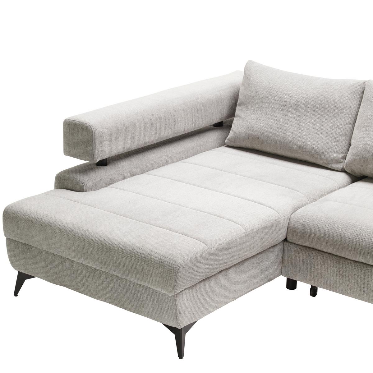 Kutna Garnitura Rosalie - svijetlo siva/crna, Konvencionalno, tekstil/metal (184/265cm) - Modern Living