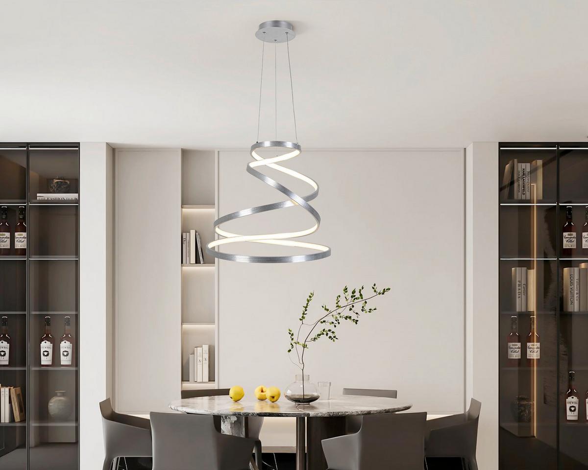 LED-Hängeleuchte Silvi Alufarben max. 40 Watt - Alufarben, MODERN, Kunststoff/Metall (50/120cm) - Mömax