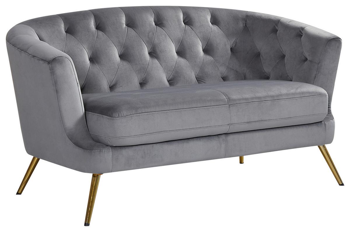 Dvosed Lita, Siva, Žamet - zlate barve/siva, Moderno, kovina/tekstil (150/78/83cm) - Ti'me