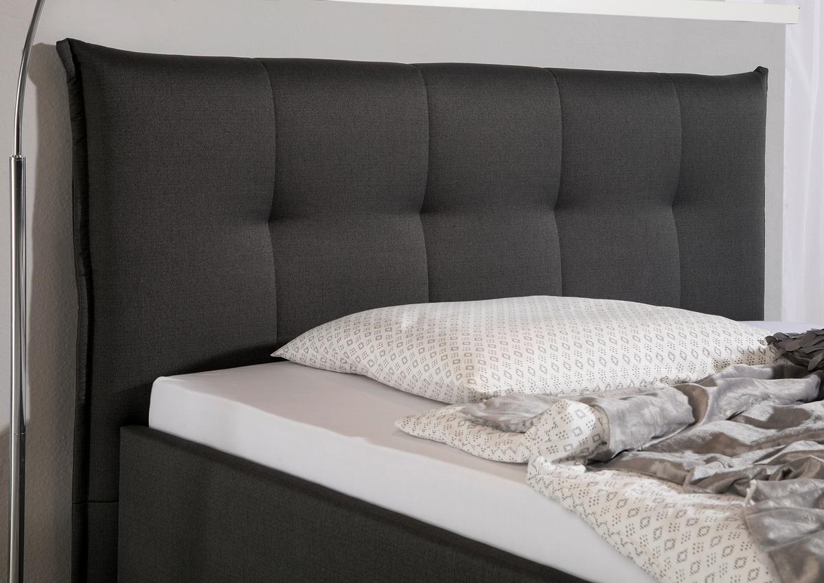 Polsterbett Fraser Anthrazit ca. 100x200 cm - Anthrazit/Alufarben, MODERN, Textil/Metall (100/200cm) - Livetastic