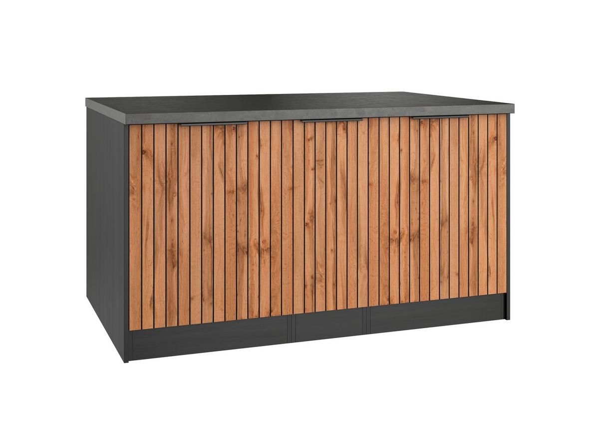 Kücheninsel Liverpool Typ 2 Eiche - Schieferfarben/Eiche Wotan, Basics, Holzwerkstoff/Metall (153/86/101cm) - Held