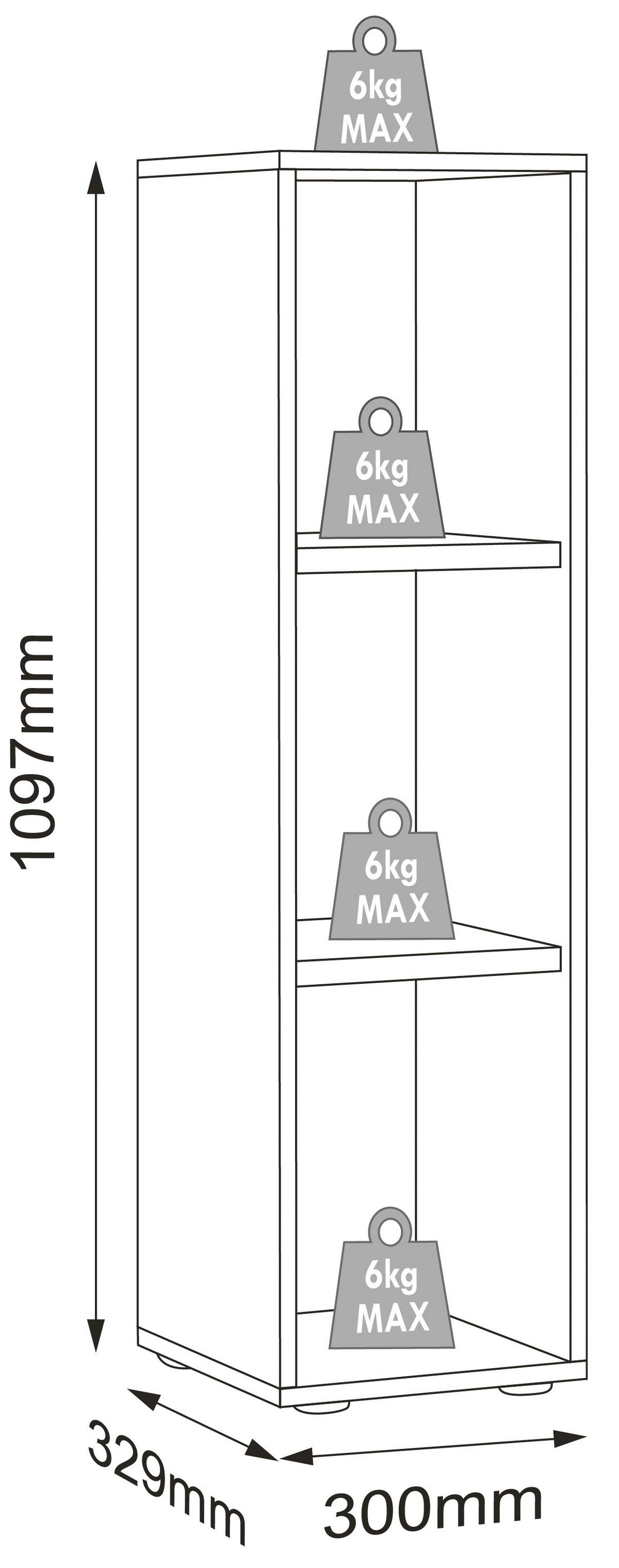 AKTENREGAL SALIA B30 - Honigeiche/Anthrazit, Design, Holzwerkstoff/Kunststoff (30/110/33cm) - MID.YOU