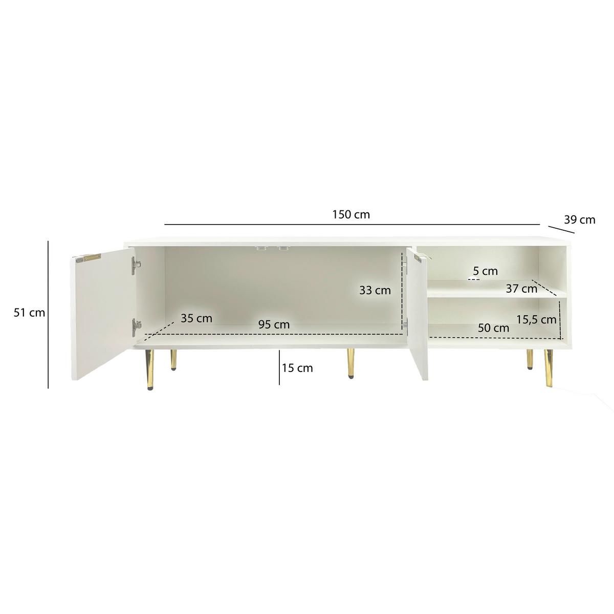 Comodă Joasă Wl7.771 - alb, Design, material pe bază de lemn (150/39/51cm) - Livetastic