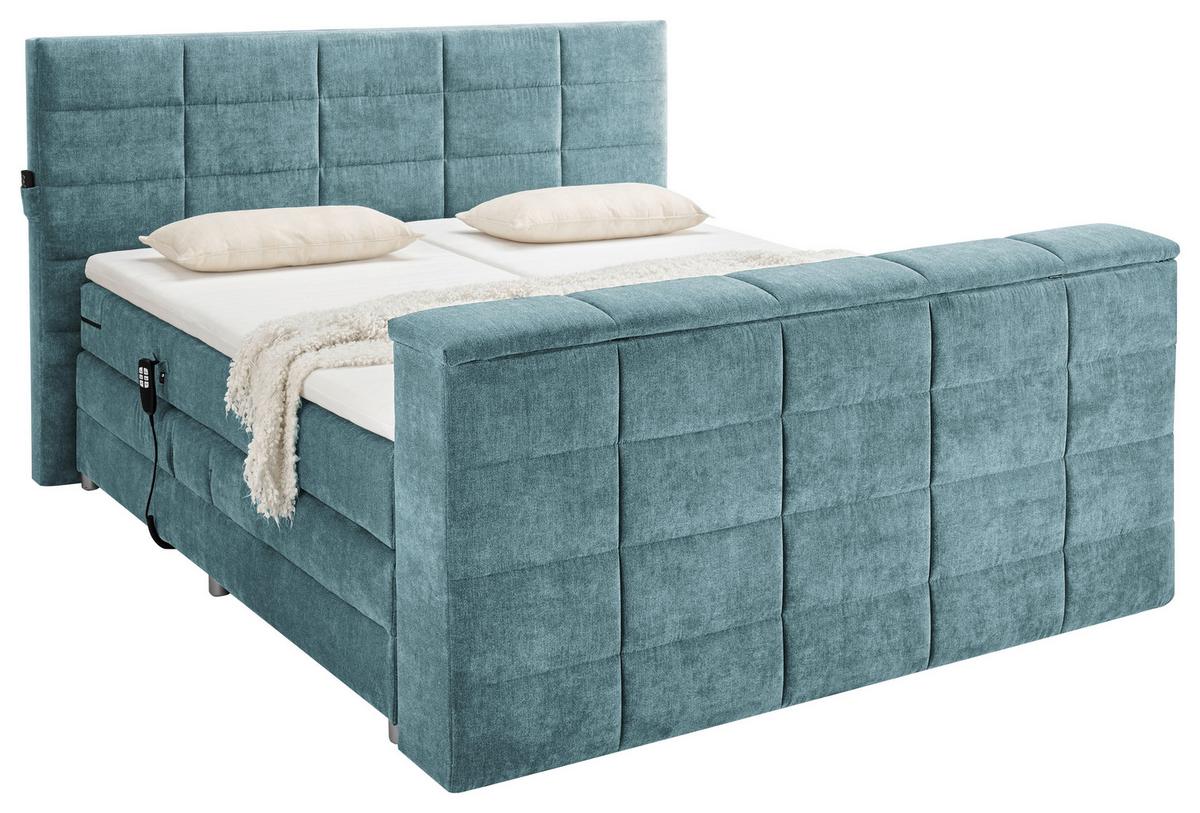 Boxspringbett Denver Petrol ca. 180x200 cm mit Topper - Petrol, KONVENTIONELL, Textil (180/200cm) - Carryhome