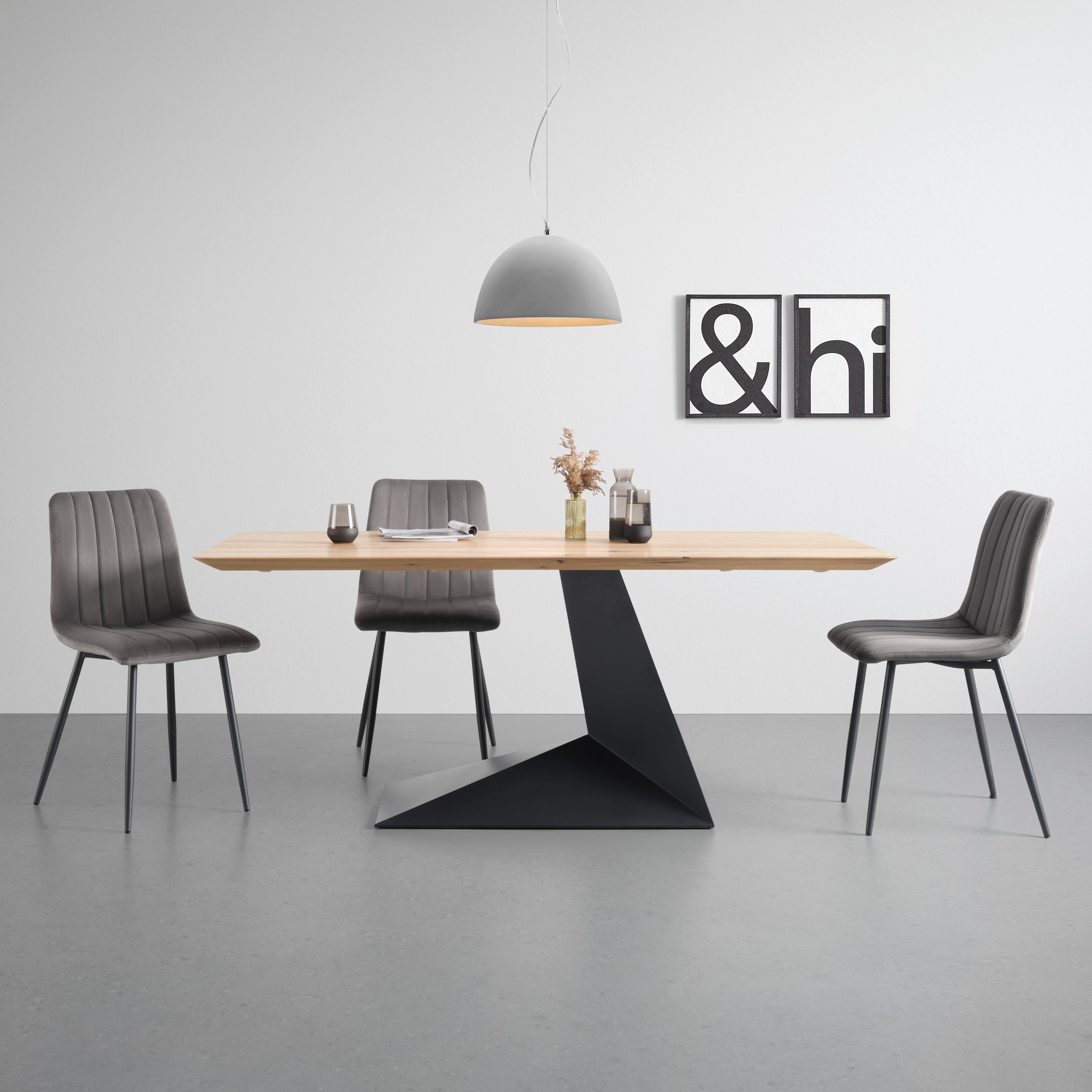 Jedilna Miza Valera, Divji Hrast, Črna, 180 X 90 Cm - črna/divji hrast, Design, kovina/les (180/90/74cm) - Premium Living