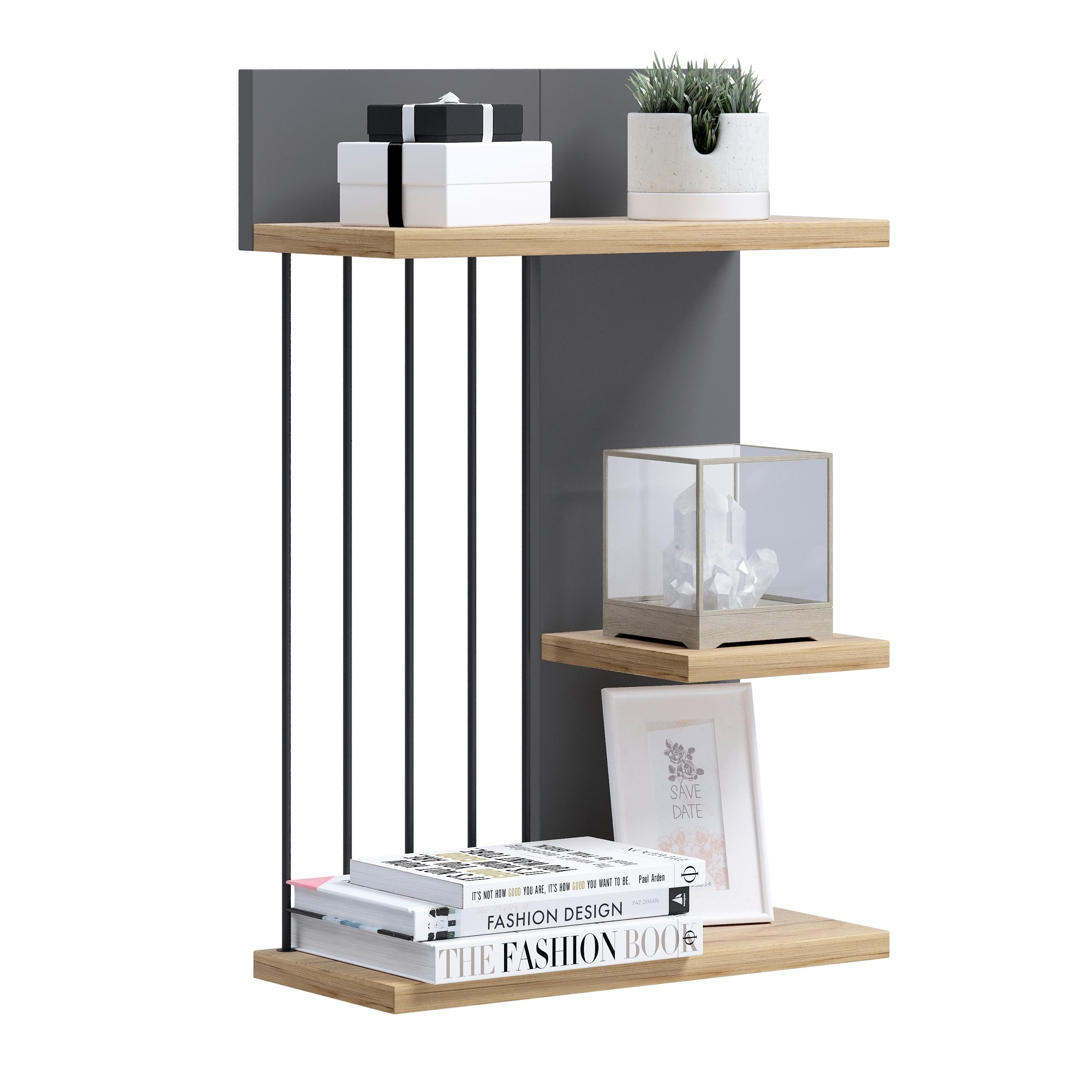 Wandboard Dolira - Eichefarben/Anthrazit, Design, Holzwerkstoff (40/60/19cm) - Livetastic