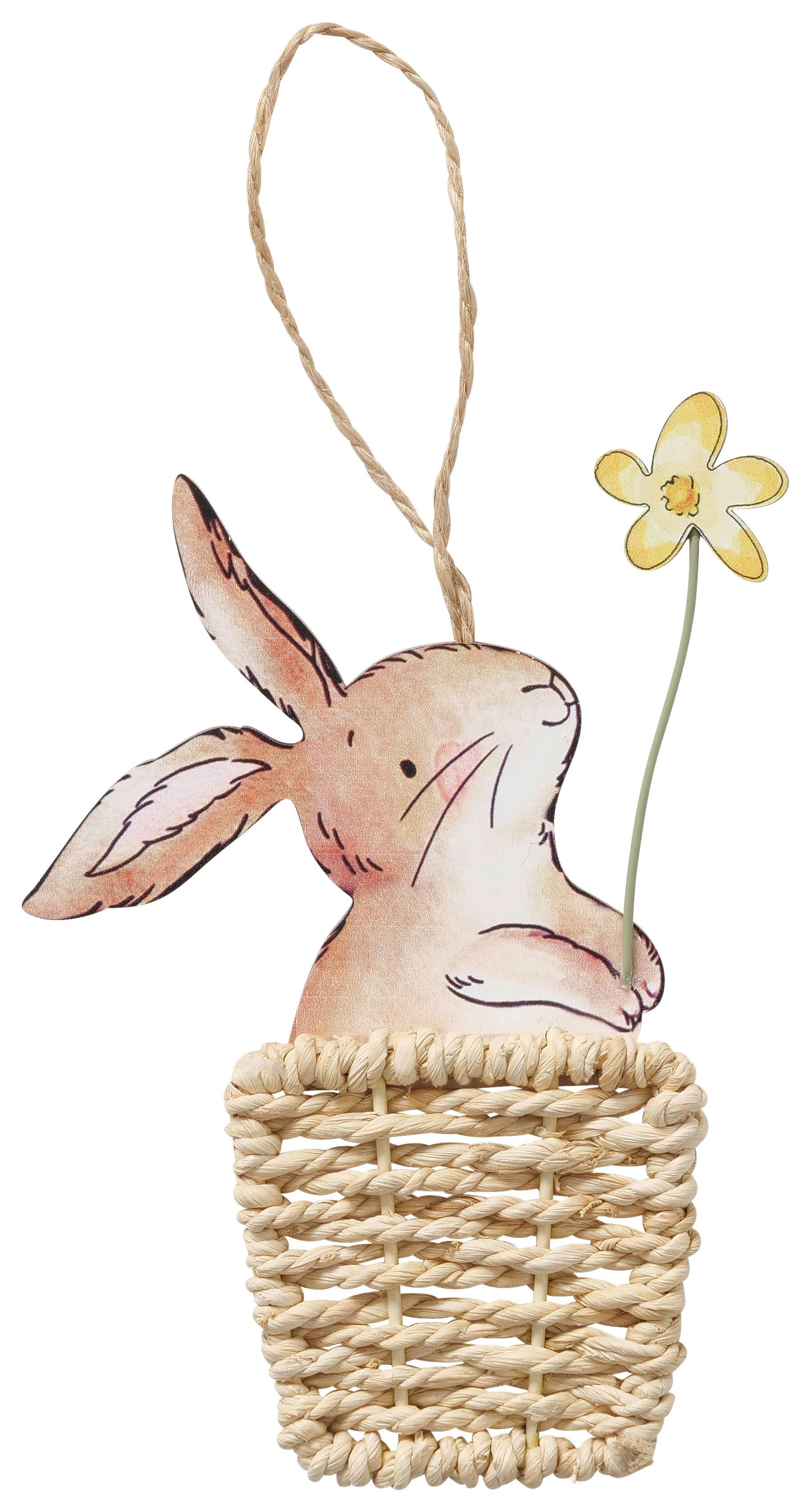 Dekohänger Hase Naturfarben/Beige - Beige/Naturfarben, KONVENTIONELL, Holzwerkstoff/Textil (1/11/14cm) - Mömax