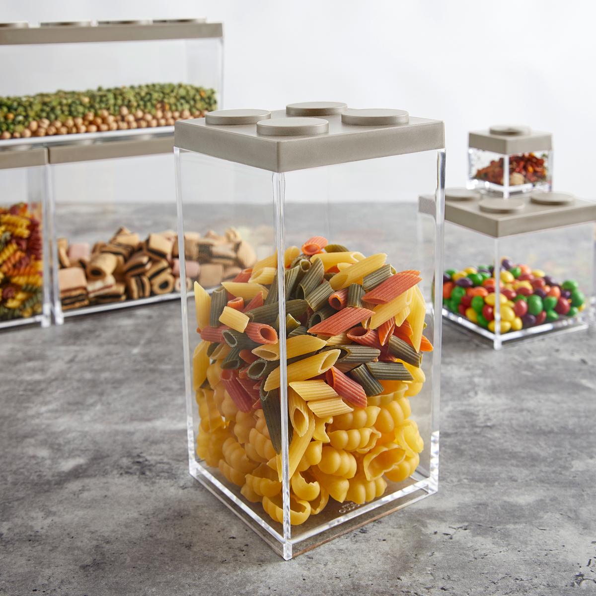 POJEMNIK KUCHENNY ESILA - szarobrązowy/przezroczysty, tworzywo sztuczne (10/10/20,5cm)