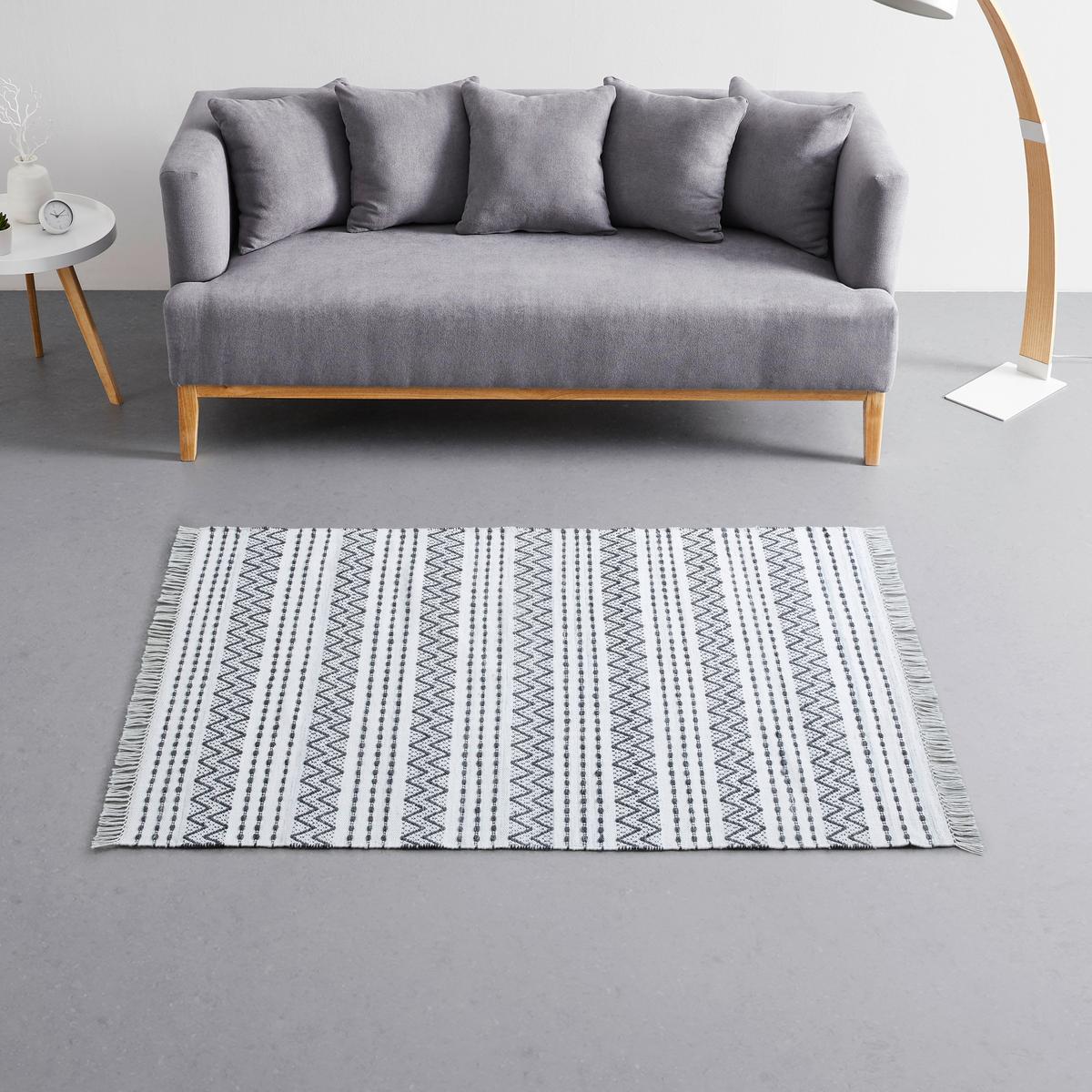 Kézi Szövésű Szőnyeg Geri - fekete/fehér, Modern, textil (120/170cm) - Modern Living