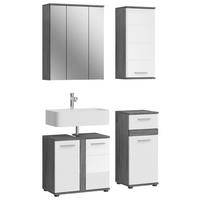 Badezimmer-Set Blake 4-tlg. Weiß Hochglanz - Weiß Hochglanz/Silberfarben, MODERN, Glas/Holzwerkstoff (110cm) - MID.YOU
