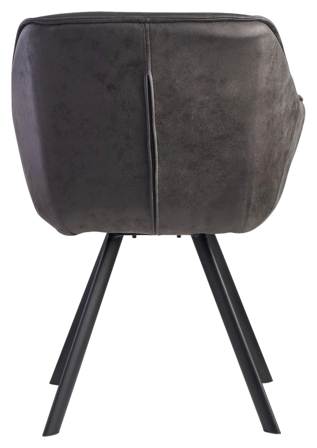 ARMLEHNSTUHL WOHNLING - Schwarz/Grau, Modern, Textil/Metall (60/85/64cm) - MID.YOU