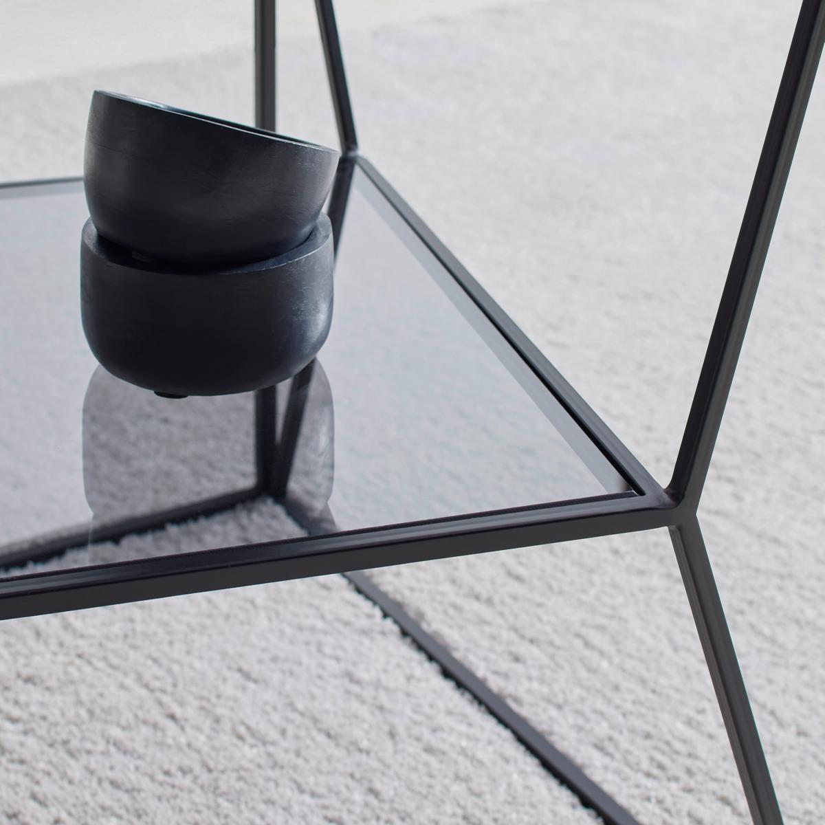 STOLIK BOCZNY DAVID - czarny/szary, Design, metal/szkło (40/40/45cm) - Landscape