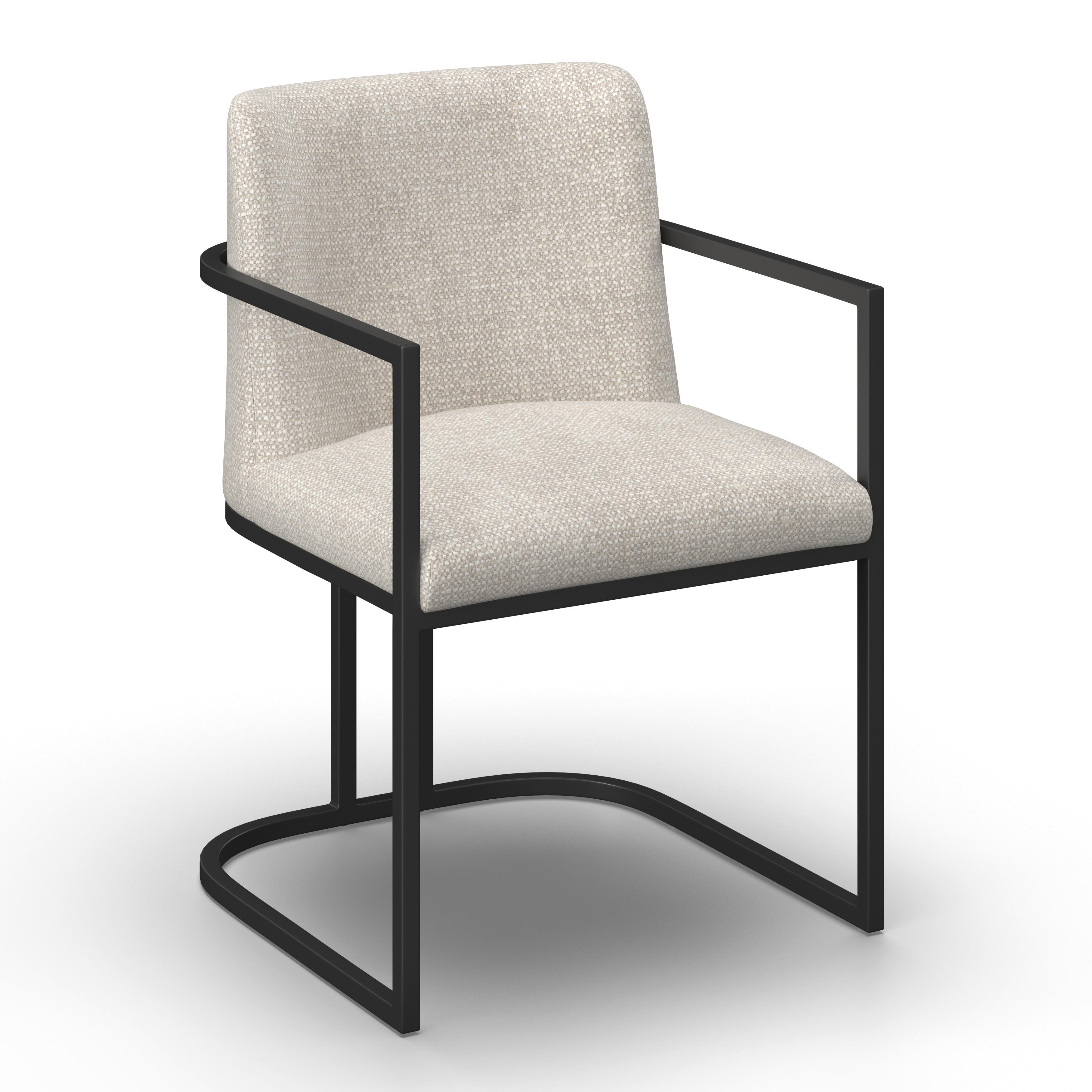 Armlehnstuhl Amara Hellgrau Webstoff Gepolstert - Hellgrau/Schwarz, MODERN, Holz/Textil (55/60/82cm) - Bessagi Home