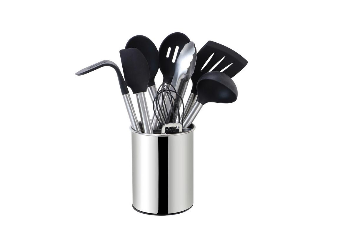 Set ustensile bucătărie 10/1 - argintiu/negru, Basics, plastic - Echtwerk