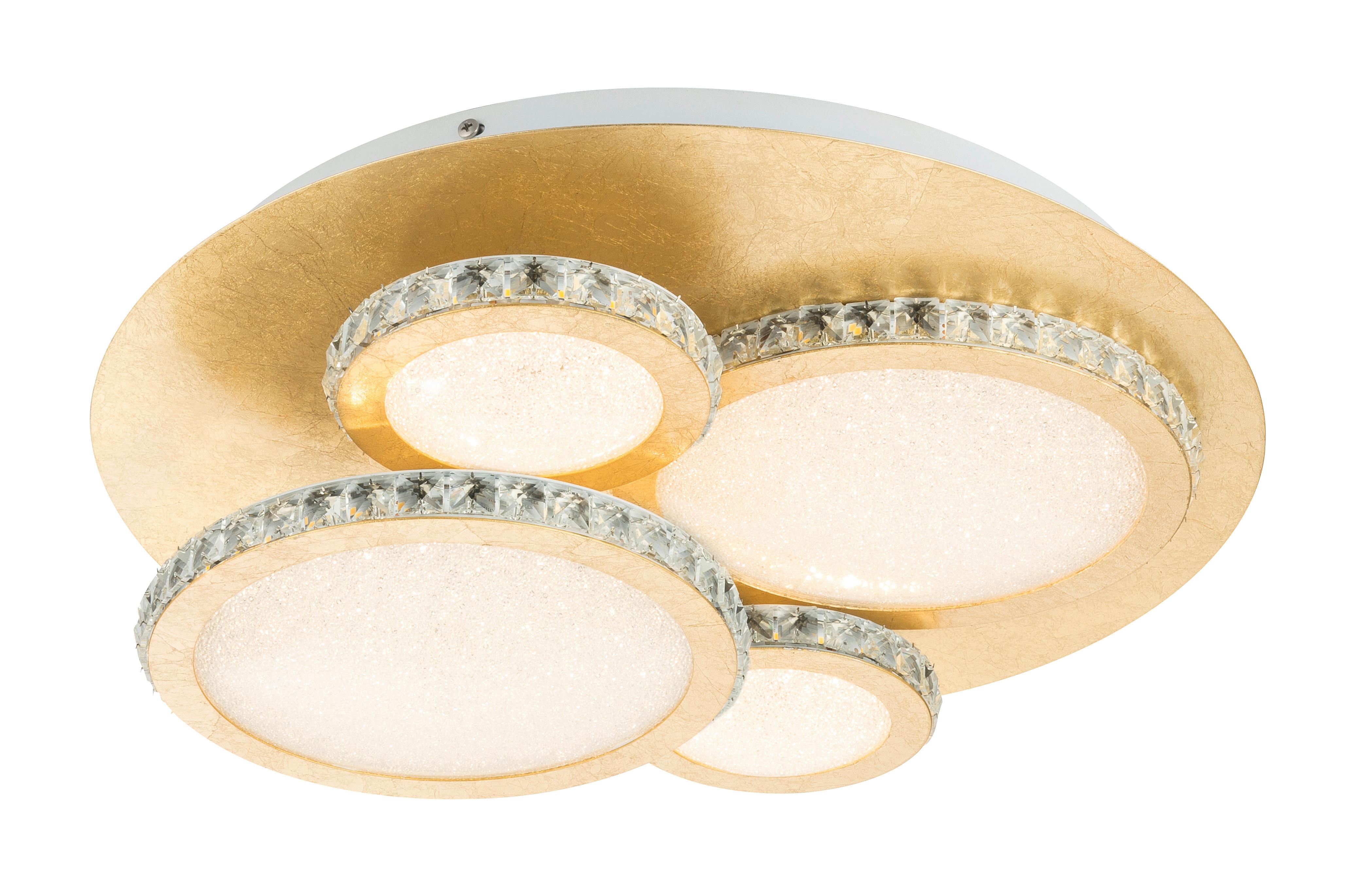 Stropna Led-svetilka Diamond, S Sijalko - zlate barve/prozorno, Design, kovina/umetna masa (45/14cm)