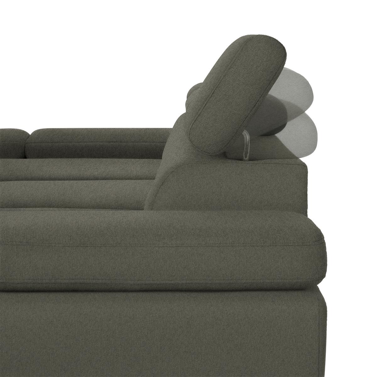 Wohnlandschaft Molina Mini in Grün - Hellgrau/Schwarz, MODERN, Textil/Metall (189/277cm) - Mömax