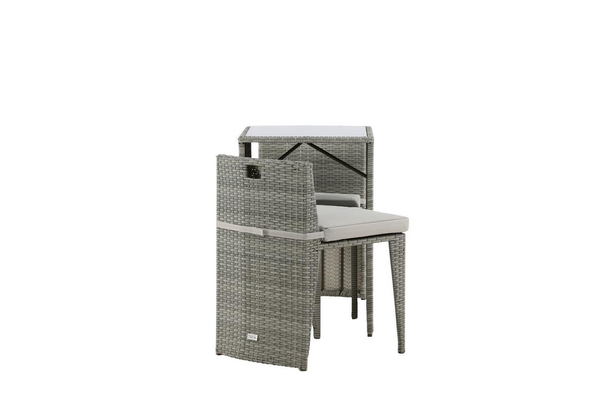 BALKONSET SAVANNA - Schwarz/Grau, KONVENTIONELL, Kunststoff/Metall - Gardenson