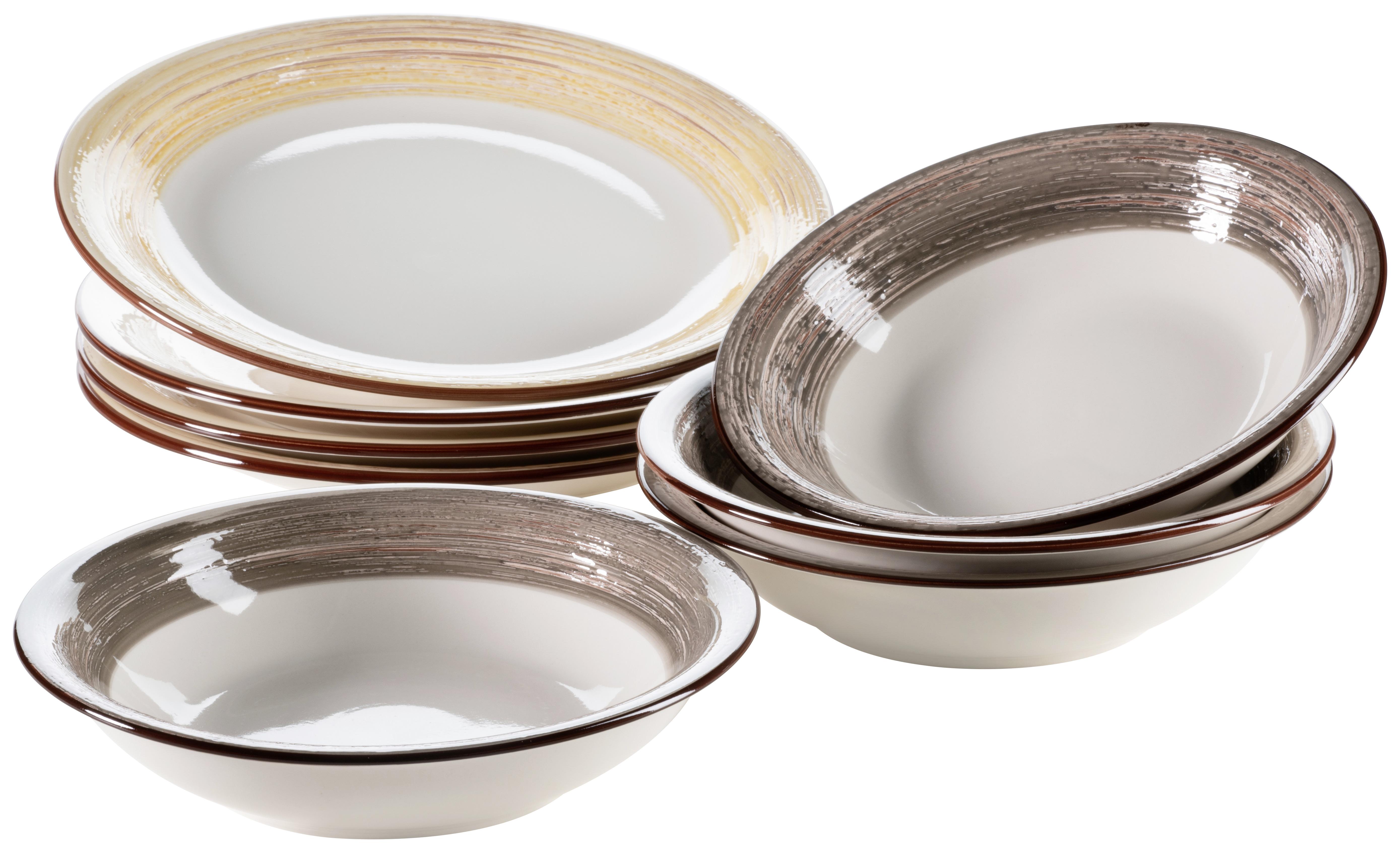 Tafelservice Duole aus Steingut, 8-teilig - Beige/Braun, Basics, Keramik - Mäser