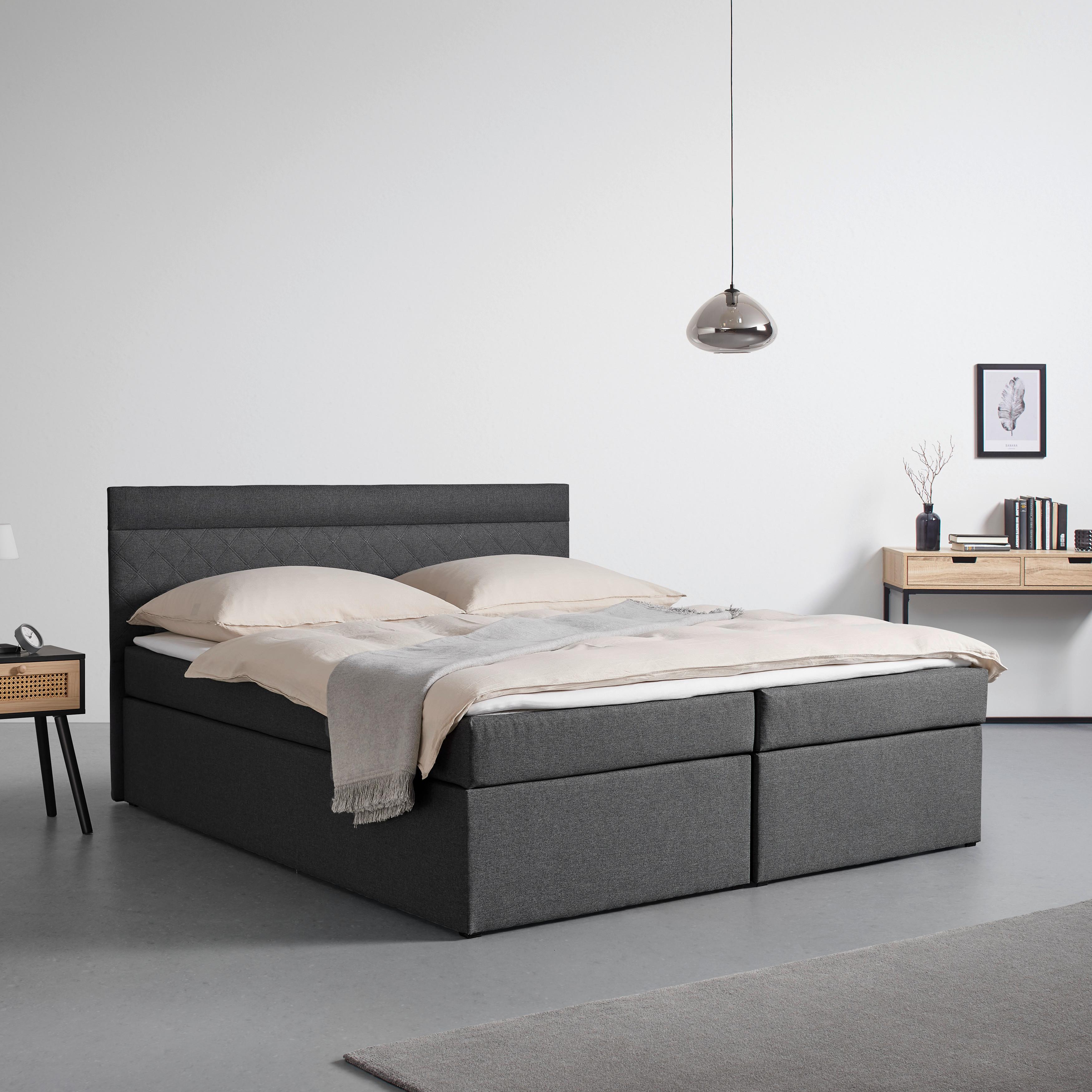 Boxspring Krevet Rosa - tamno siva/crna, Modern, drvni materijal/tekstil (180/200cm) - Bessagi Home
