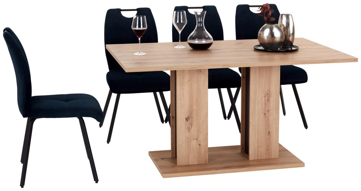 Masă ARON 138 - stejar Artisan/negru, Konventionell, material pe bază de lemn (138/74/90cm)