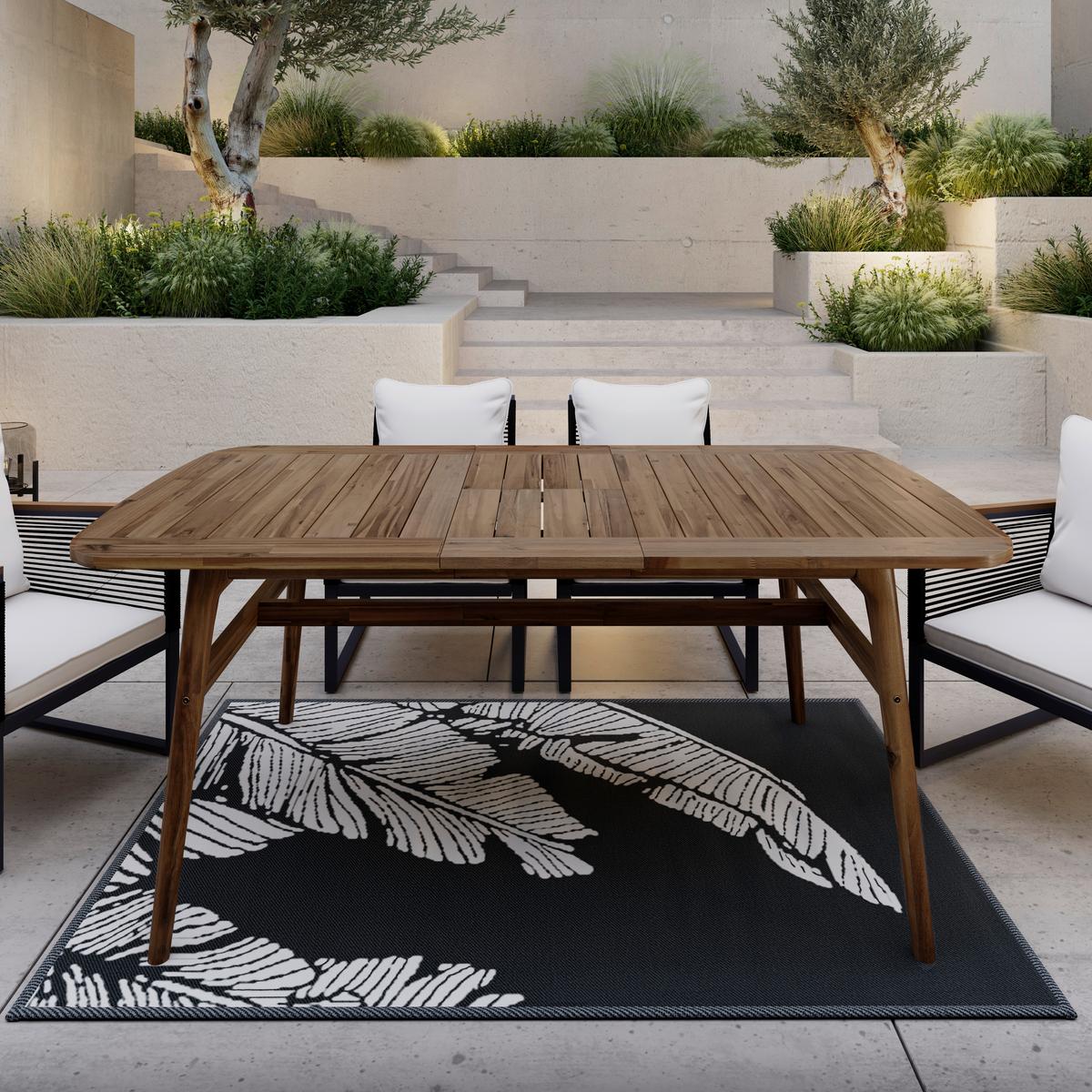 Gartentisch Nicola Walnuss- farben Akazie ausziehbar - Walnussfarben, MODERN, Holz (160-200/100/76cm) - Bessagi Garden