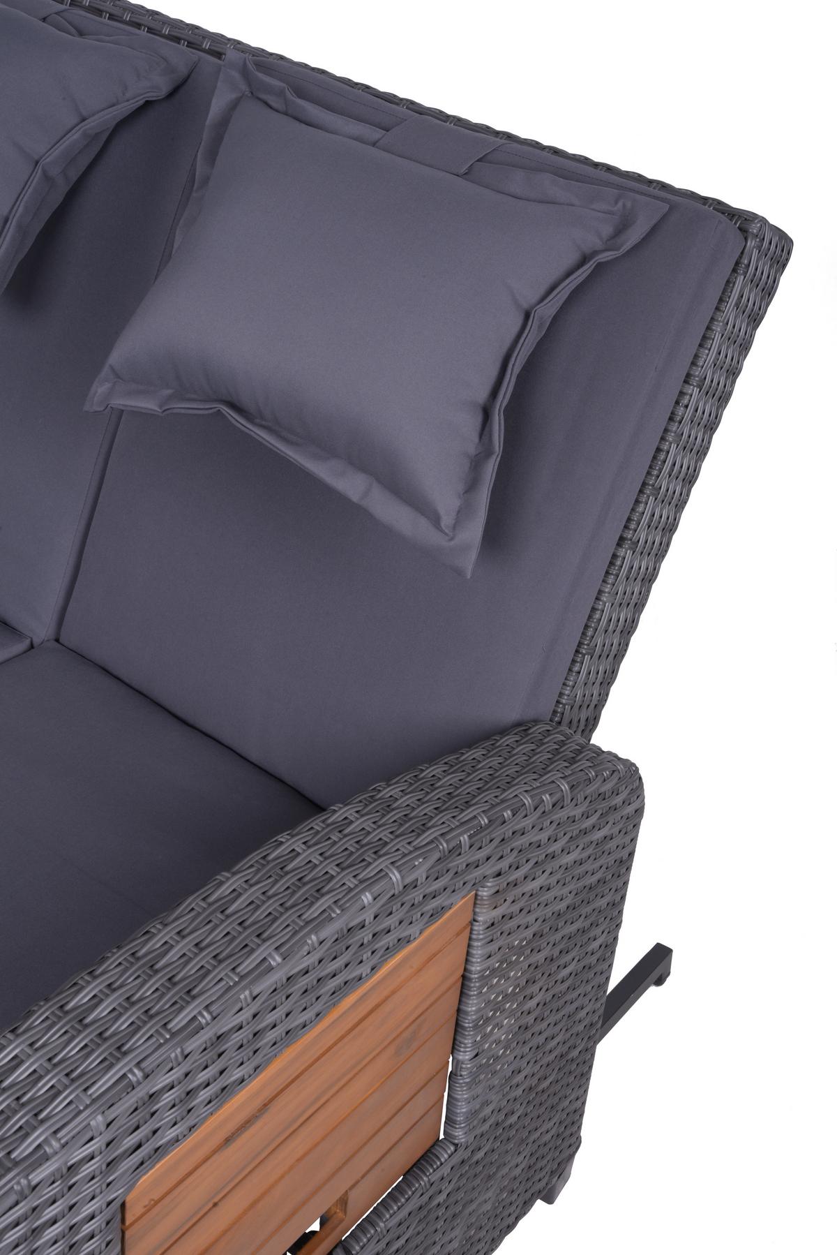 Loungegarnitur Bari ca. 116x95x118 cm Grau - Dunkelgrau/Anthrazit, Basics, Holz/Kunststoff (116/95/118cm) - Gardenson