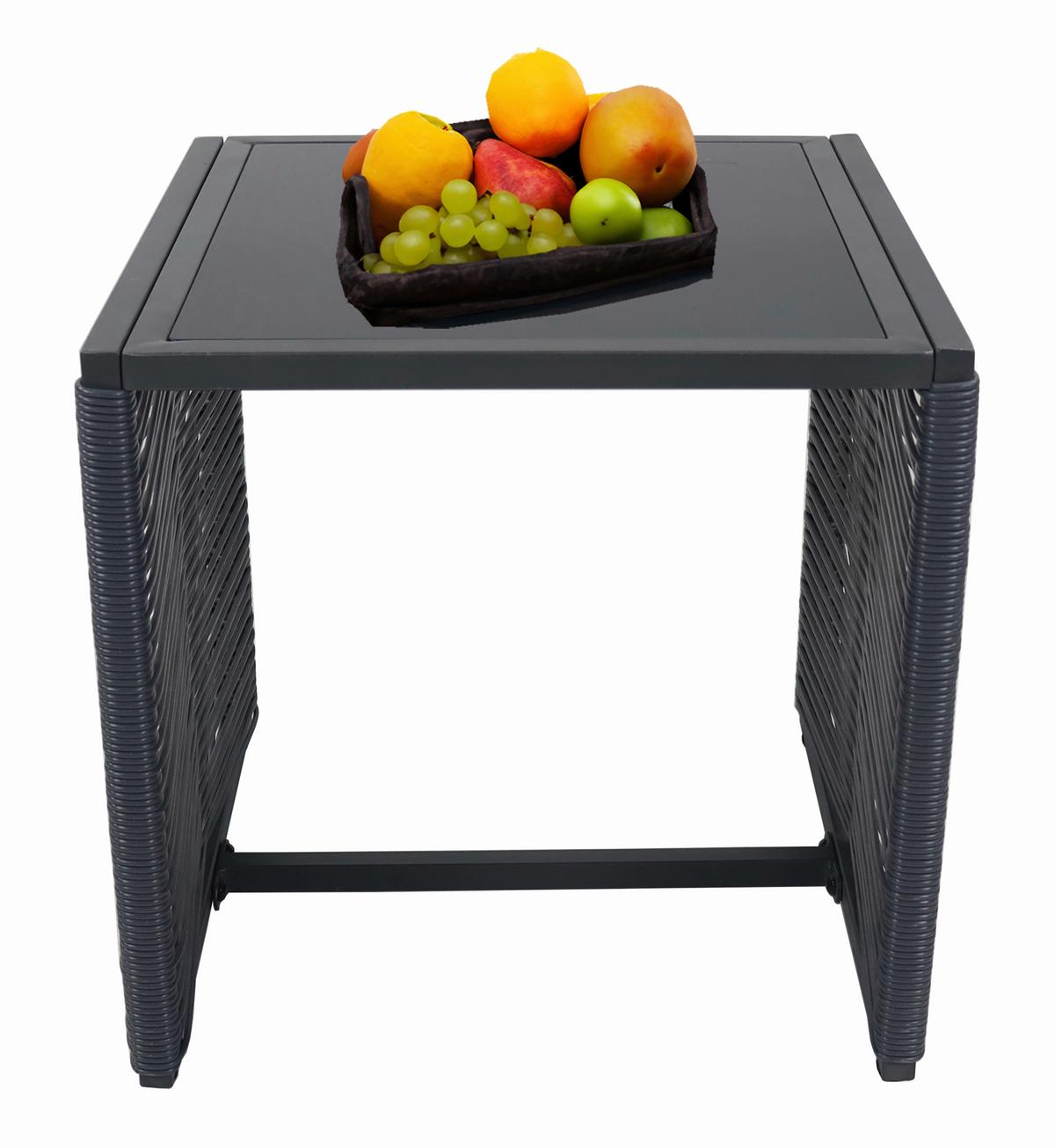 Gartenset Fidola 3-tlg. Schwarz - Schwarz, MODERN, Glas/Kunststoff - MID.YOU
