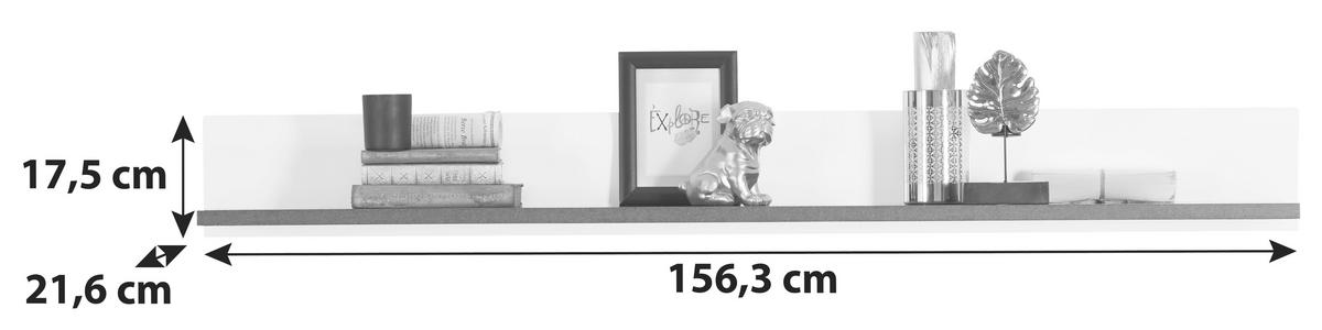 Stenska Polica Alassio - bela/barve grafita, Moderno, leseni material (156,3/17,5/21,6cm) - Premium Living