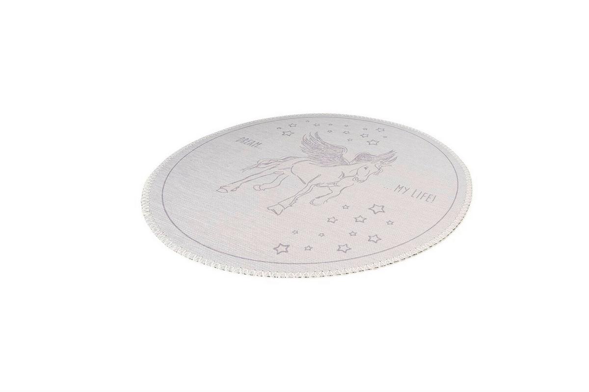 FLACHWEBETEPPICH BAMBINI 225 GRAU Ø 160CM RUND - Grau, Design, Textil (160/160cm) - Kayoom