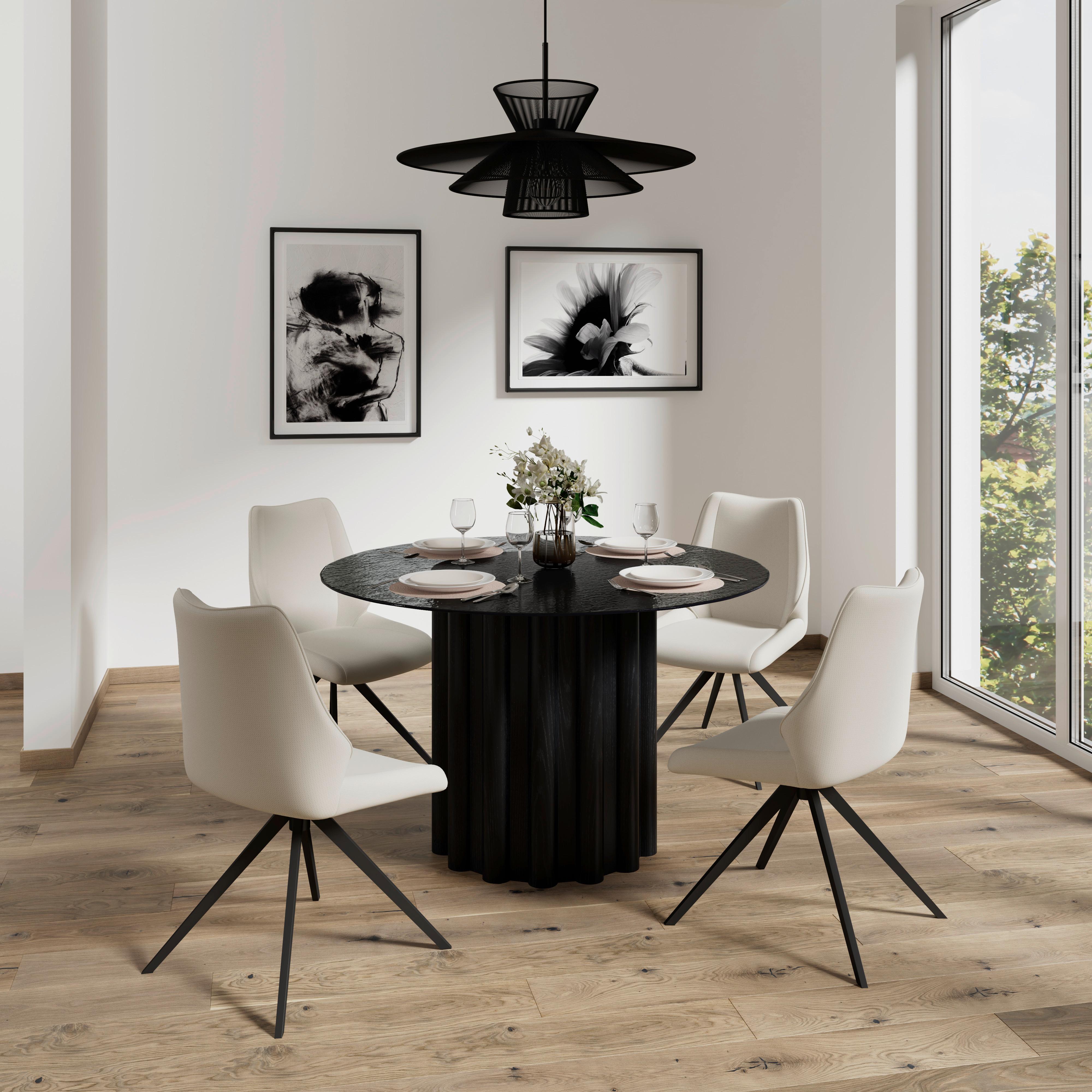 Jedilna Miza Zelia, Črna, Ø 120cm - črna, Moderno, steklo/leseni material (120/75/120cm) - Bessagi Home