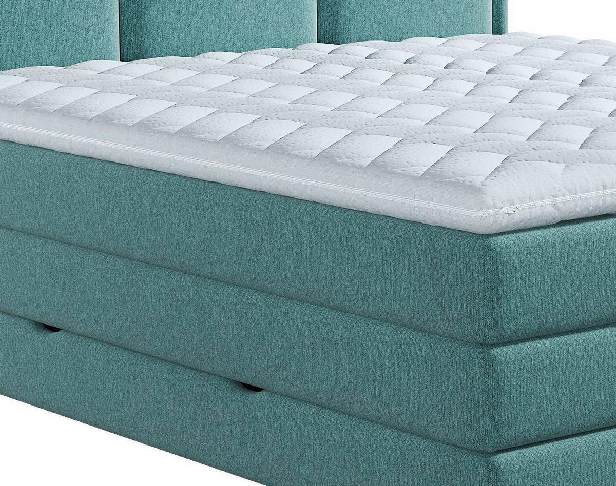 Boxspringbett SWING K Türkis ca. 200x200 cm inkl. Topper - Türkis, Design, Holzwerkstoff/Kunststoff (200/200cm) - MID.YOU