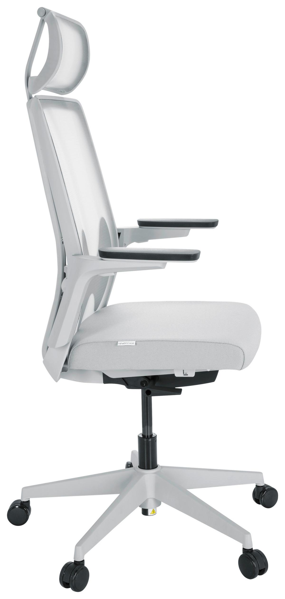 Pisarniški Stol Arceo W, Siva - siva/bela, Basics, umetna masa/tekstil (66/123-139/66cm) - MID.YOU