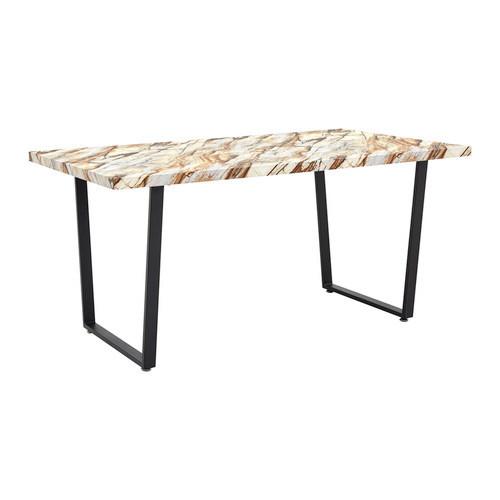 Esstisch Dave Marmoroptik ca. 160x90x76 cm - Schwarz/Braun, MODERN, Metall (160/90/76cm) - Bessagi Home