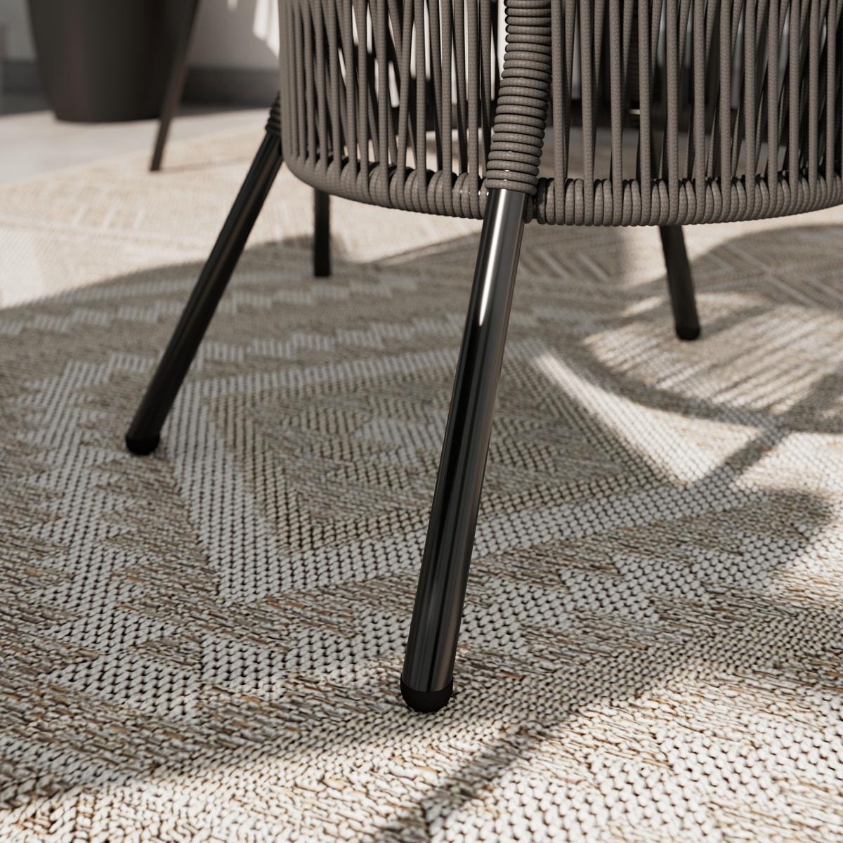 Balkonset Lilly Schwarz/Grau, 3-teilig - Grau, Modern, Kunststoff/Metall (60/65/75cm) - Mömax