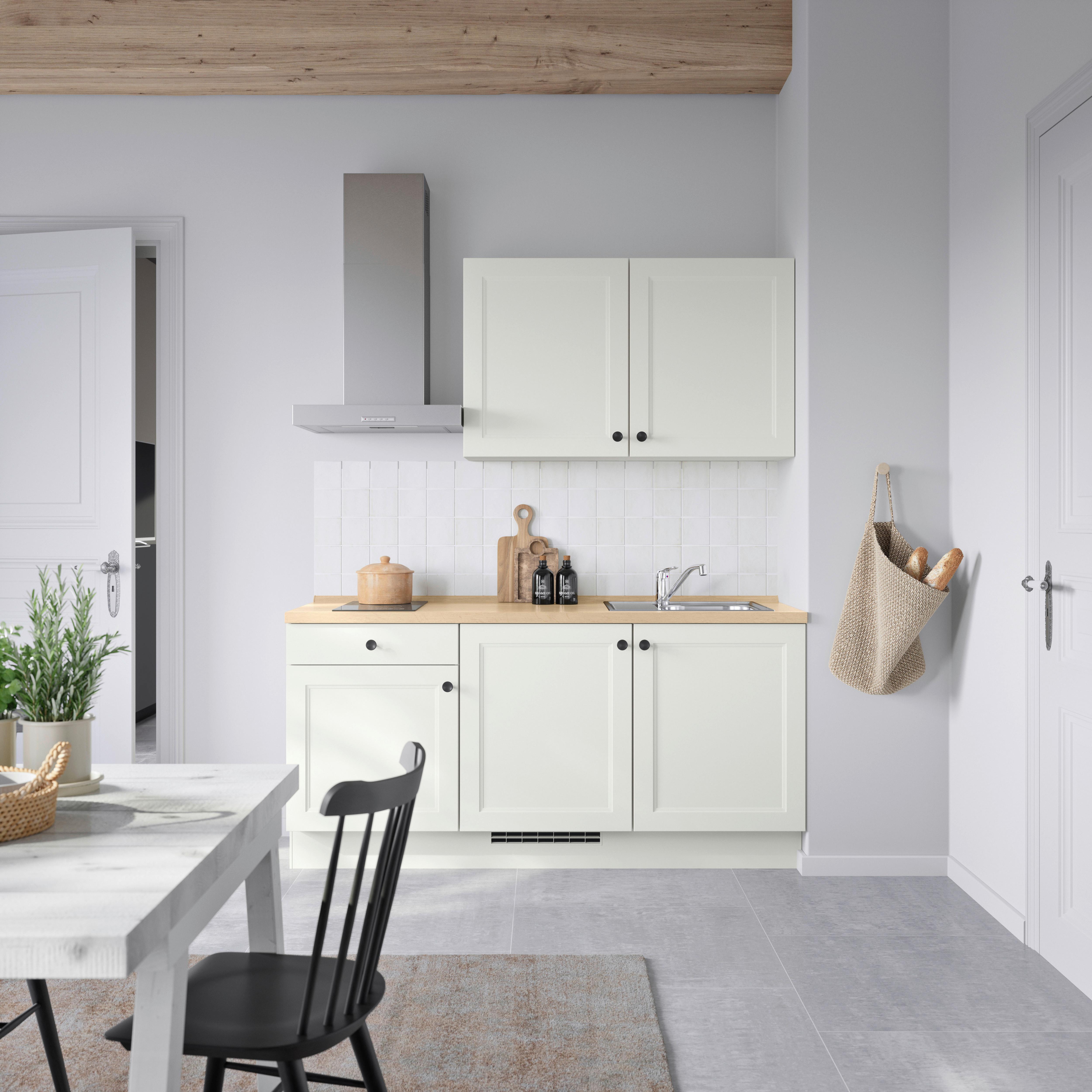 Küchenblock Cascada Low m. Geräten Weiß - Eichefarben/Schwarz, MODERN, Holzwerkstoff/Metall (180cm) - Nobilia