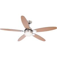 Deckenventilator Ante Graphit-/Buchefarben - Chromfarben/Buchefarben, Basics, Glas/Holzwerkstoff (132/40,6cm)