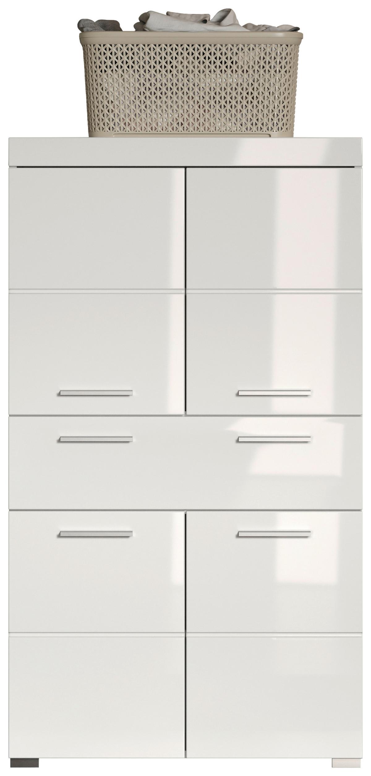 SZAFKA DOLNA AMANDA - kolor srebrny/biały, Modern, materiał drewnopochodny/tworzywo sztuczne (73/130/31cm) - MID.YOU