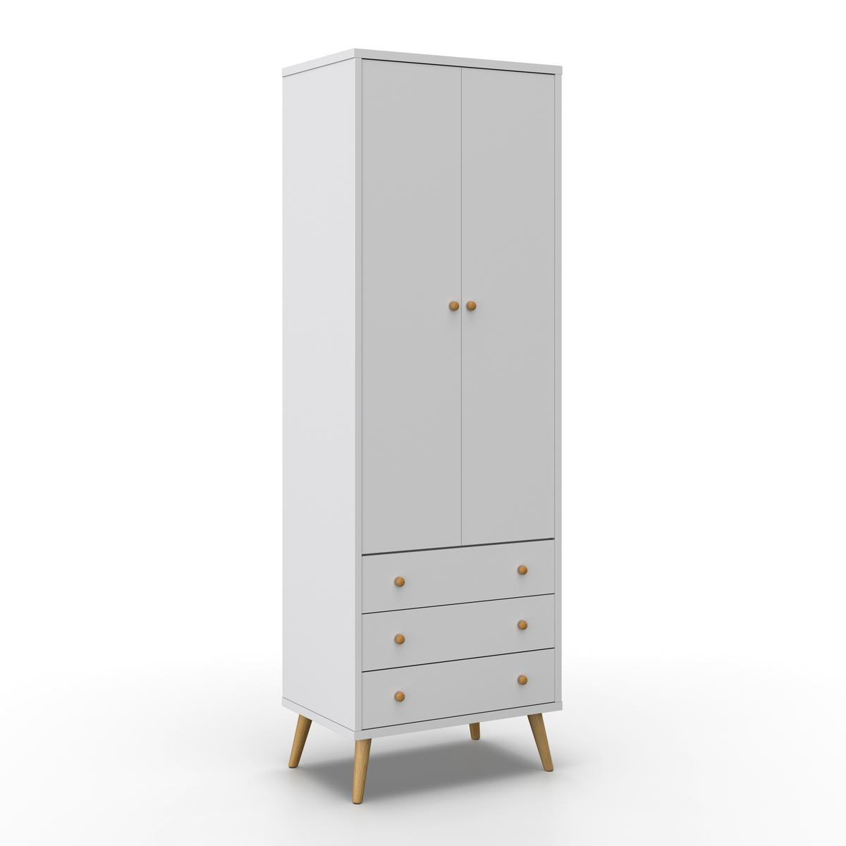 Drehtürenschrank Ludo Weiß ca. 60x180x40 cm - Weiß/Naturfarben, MODERN, Holz/Metall (60/180/40cm) - Bessagi Home