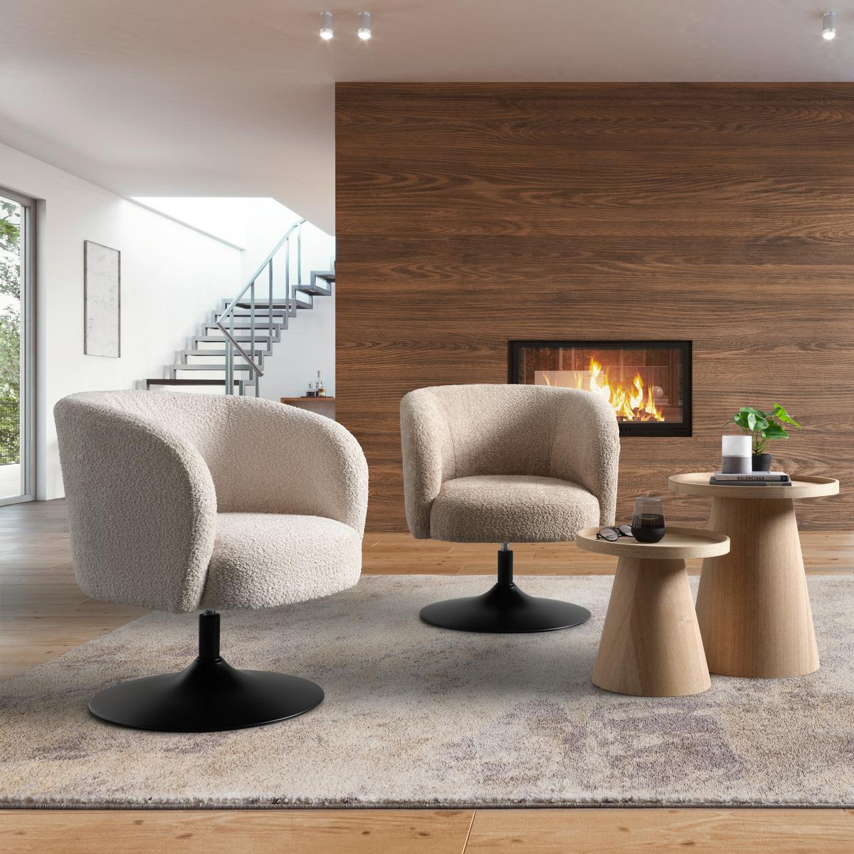 Drehstuhl Giro Beige - Beige/Schwarz, MODERN, Textil/Metall (67/68/73cm) - Premium Living