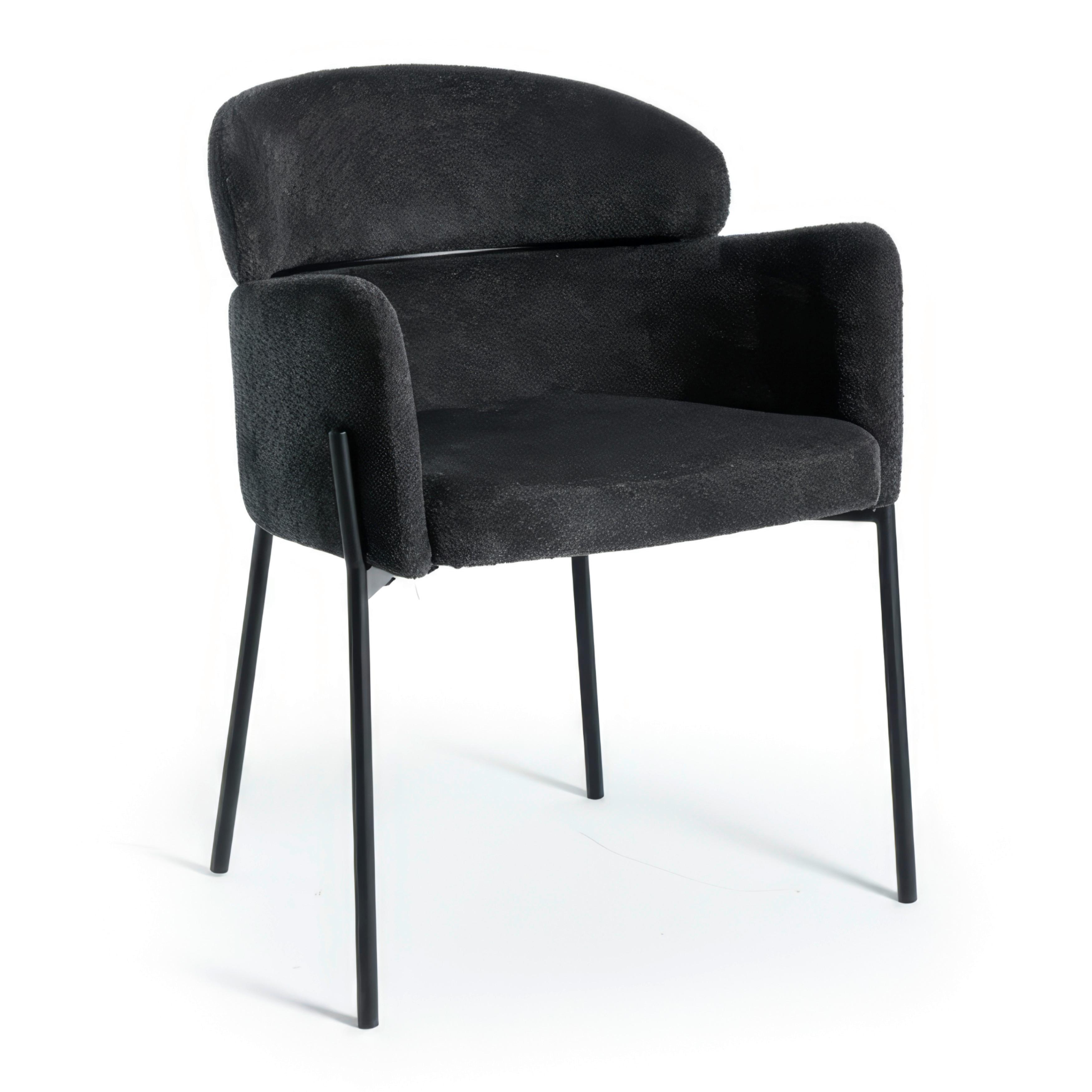 Armlehnstuhl Chloe Schwarz Webstoff Gepolstert - Schwarz, MODERN, Textil/Metall (62/79/59,5cm) - Bessagi Home