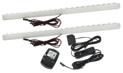 Set de lumini pentru polițe LED ALULEISTE - antracit, Modern, plastic/metal (35/3/3cm) - Modern Living