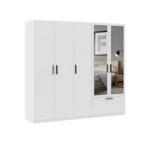 Drehtürenschrank Milos 5T1S2S Weiß - Schwarz/Weiß, MODERN, Glas/Holzwerkstoff (225/210/54cm) - Mömax