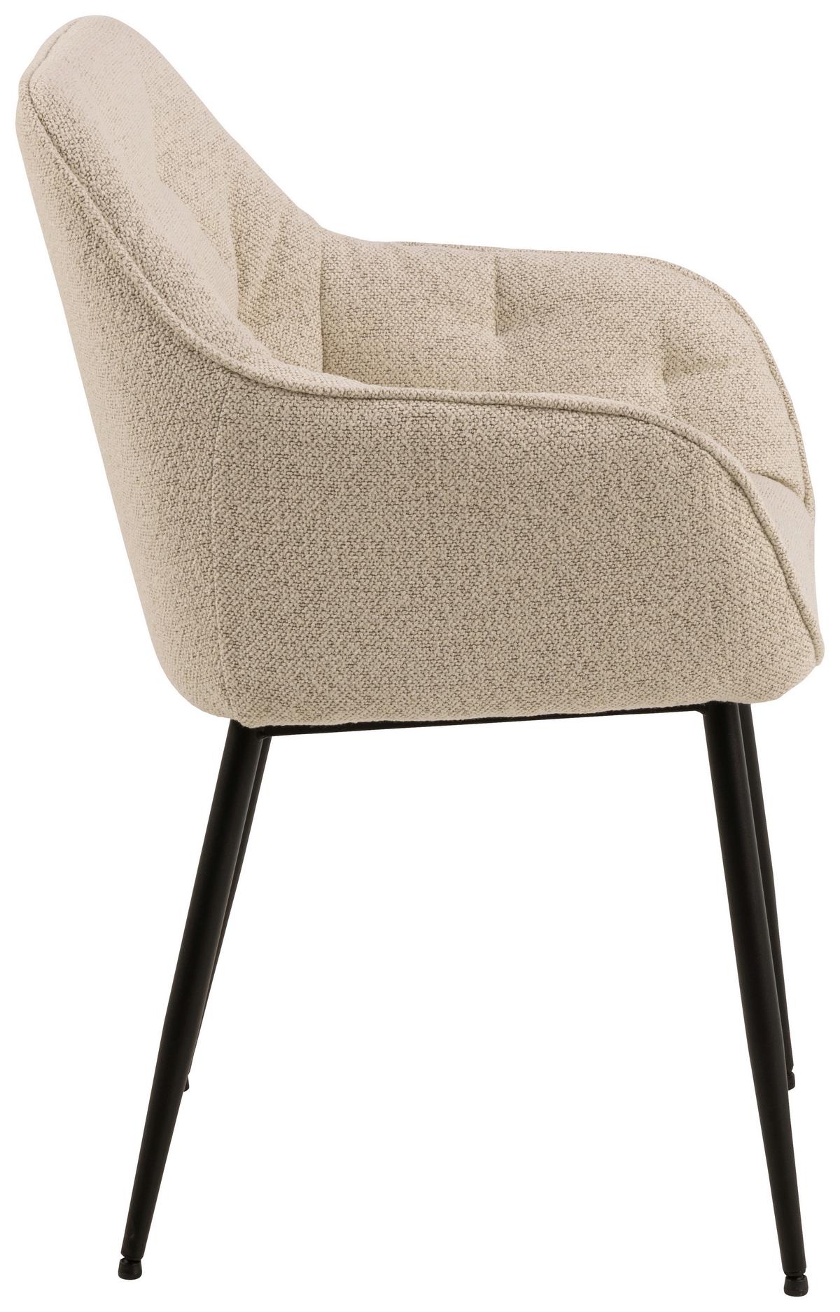 KRZESŁO Z PODŁOKIETNIKAMI BROOKE - kremowy/czarny, Trend, metal/tkanina (58/83/55cm) - MID.YOU