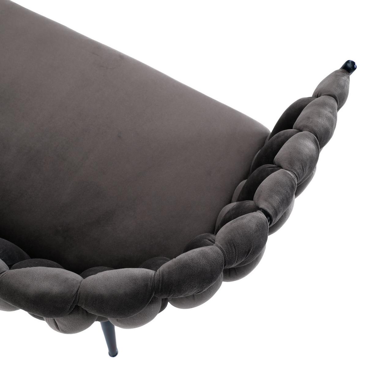 ŁAWKA WEAVY - czarny/szary, Modern, metal/tkanina (130/78/55cm) - Livetastic