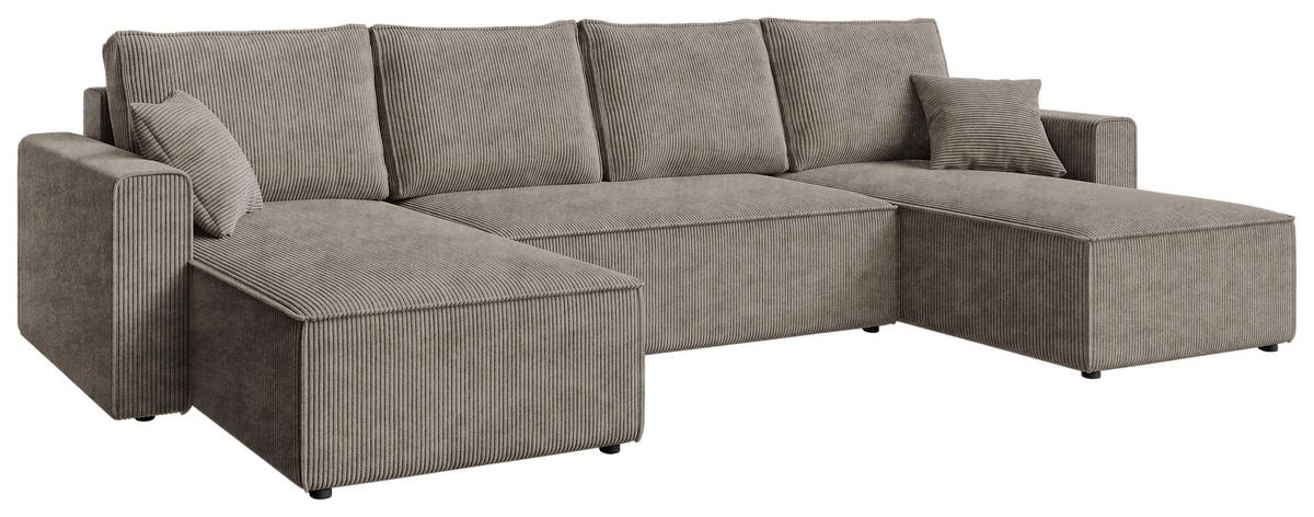 DUŻY NAROŻNIK AMBRO U - czarny/taupe, Konventionell, tworzywo sztuczne/tkanina (140/305/140cm) - Carryhome