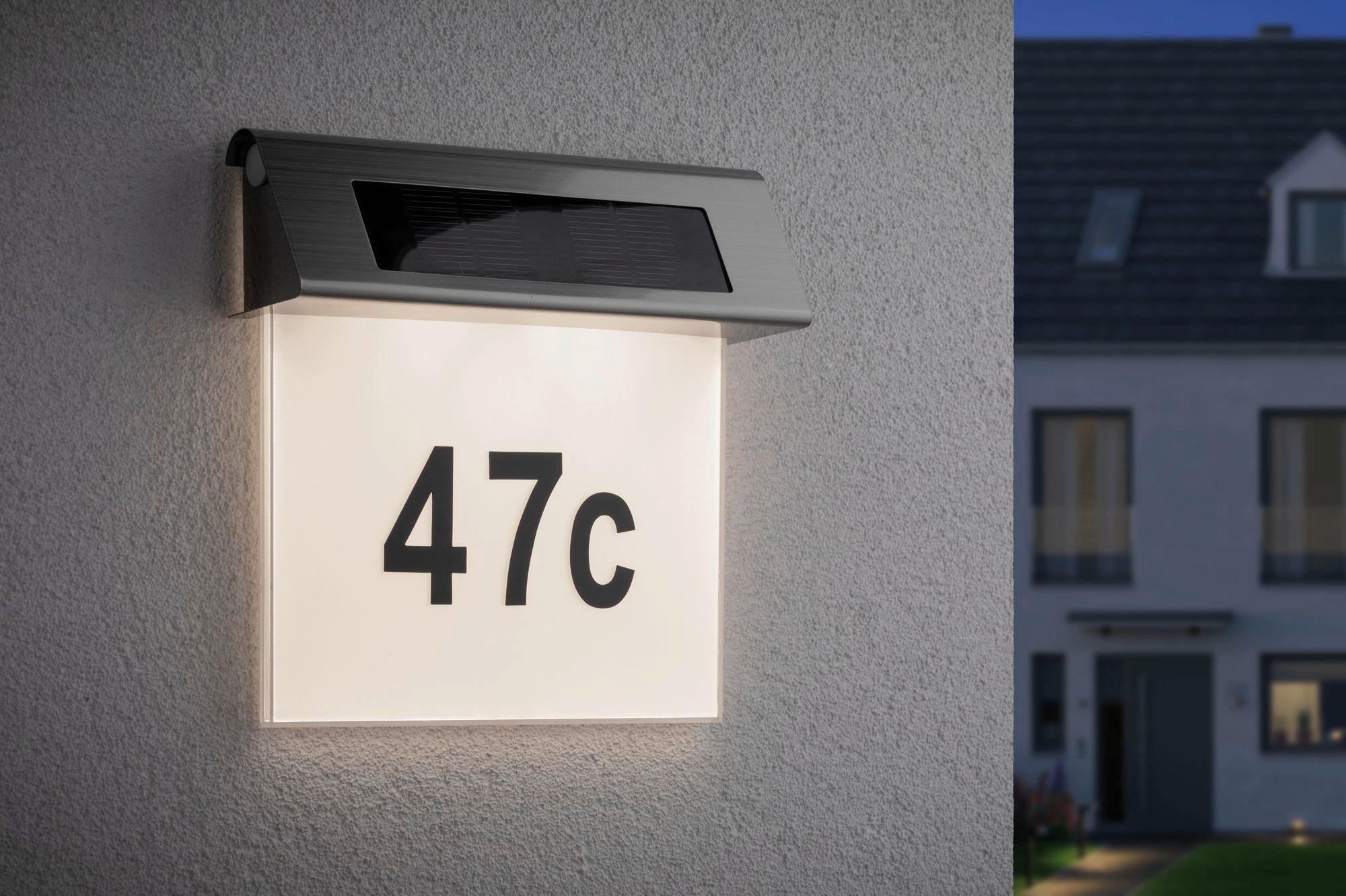 LED-Außenleuchte Solar House Number max. 0,2 Watt - Edelstahlfarben/Weiß, Basics, Metall (23/22/6cm) - Paulmann