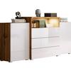Komoda Urban, Bela, Barva Hrasta, Led - hrast wotan/siva, Trendi, umetna masa/leseni material (150/68,7/32,5cm) - P & B