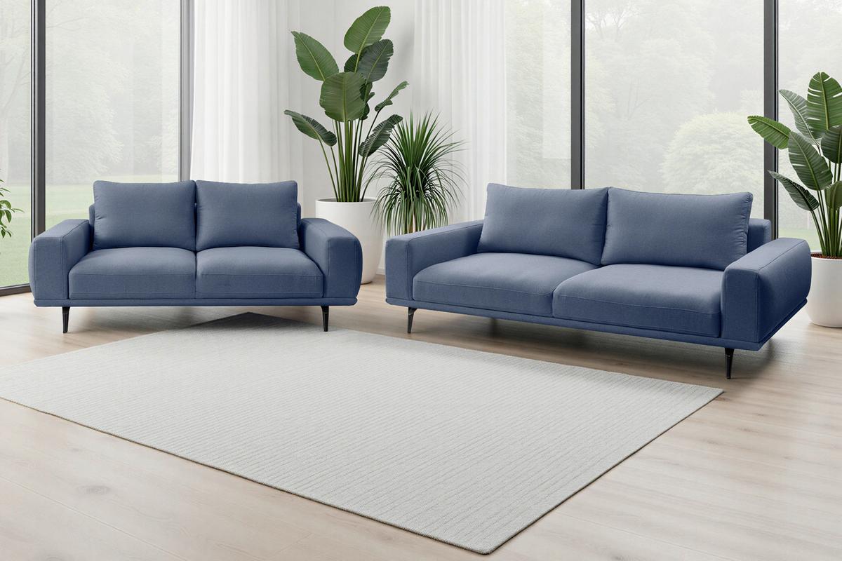 Canapea cu 2 locuri SELENE - albastru închis, Modern, textil (202/89/115cm) - MID.YOU