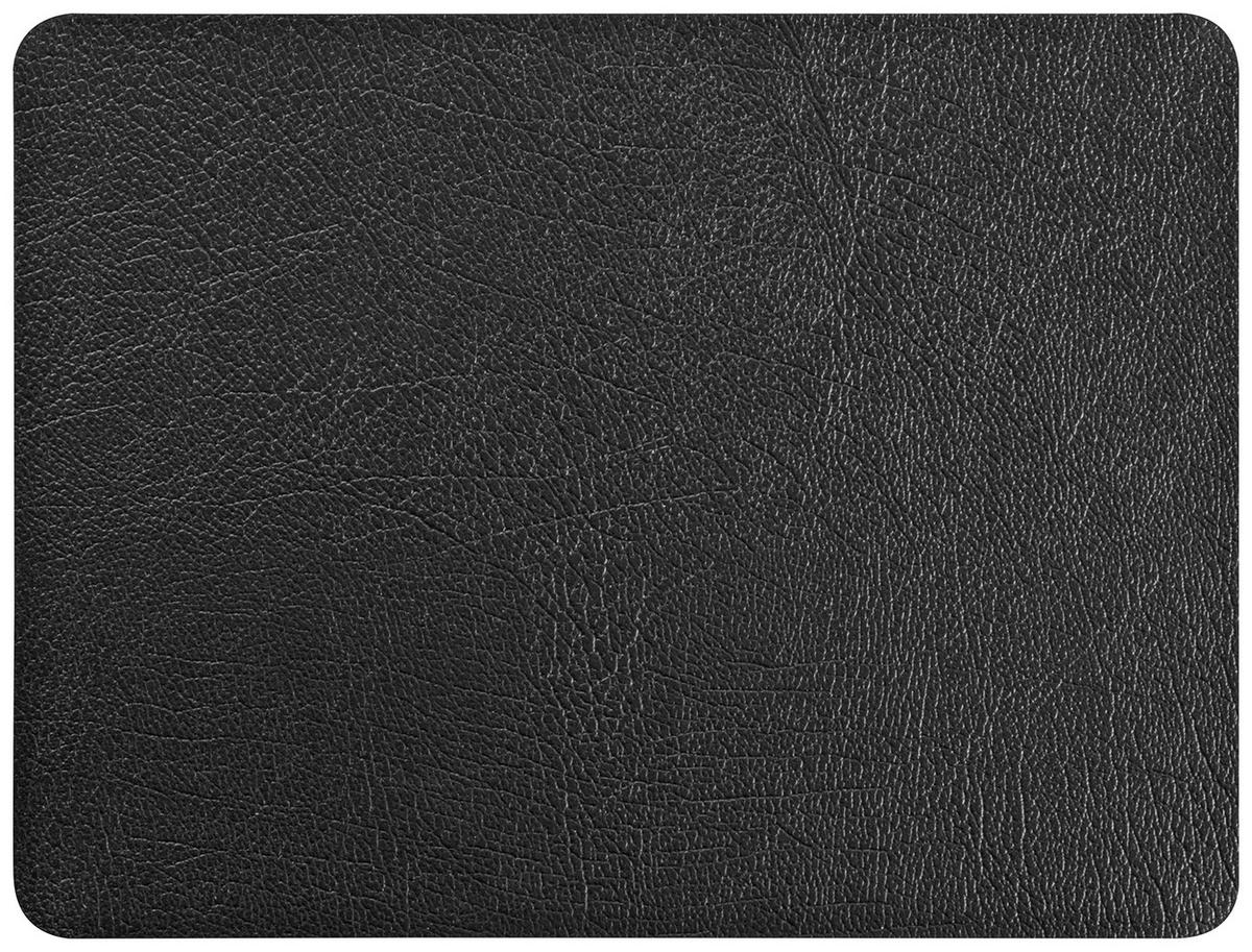 Tischset Jette aus Leder in Schwarz - Schwarz, Leder (33/42cm) - Premium Living