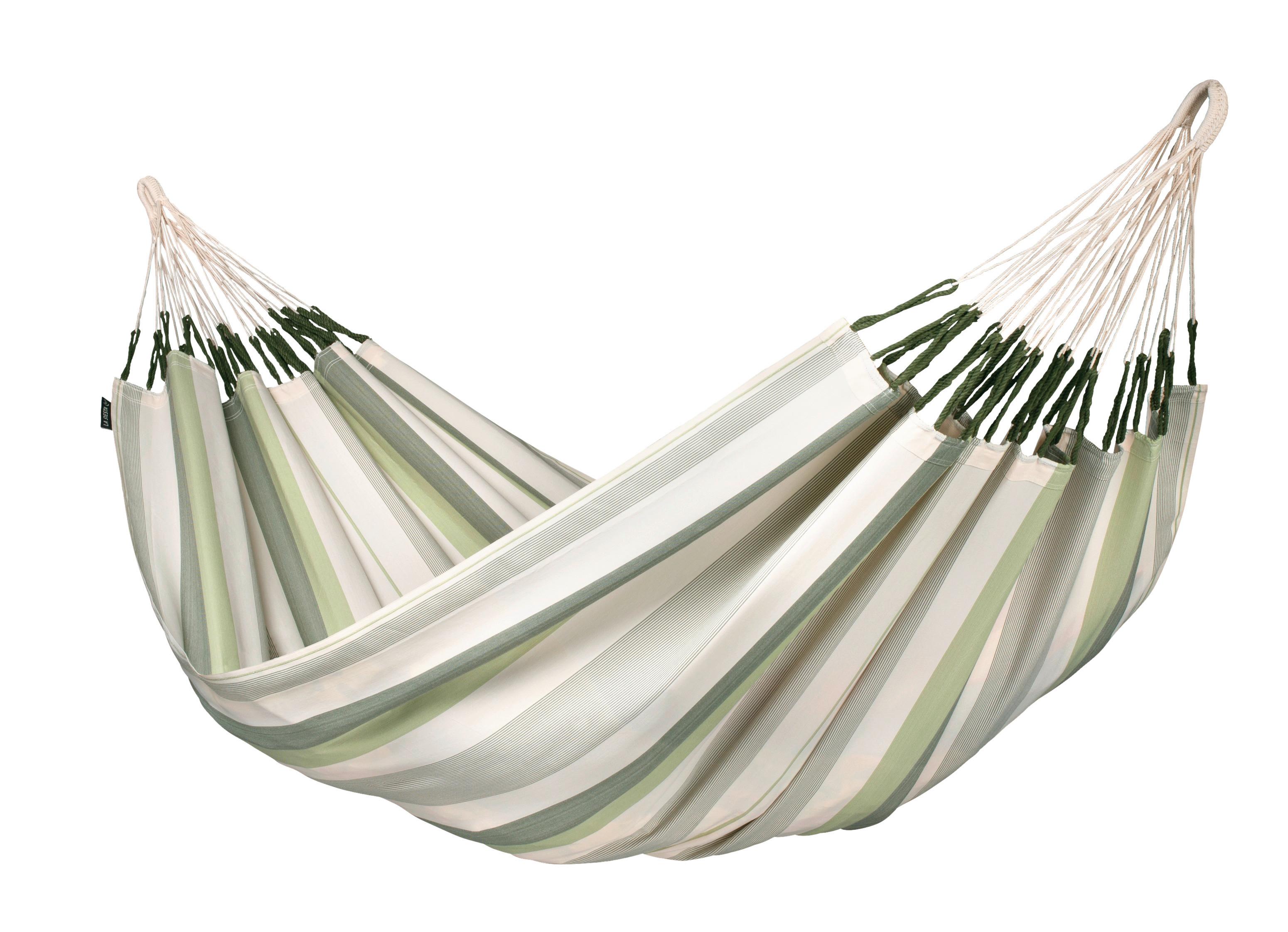 Hängematte Classic Double Hammock Outdoor Weiß/Grün - Weiß/Hellgrün, KONVENTIONELL, Textil (160/350cm) - La Siesta